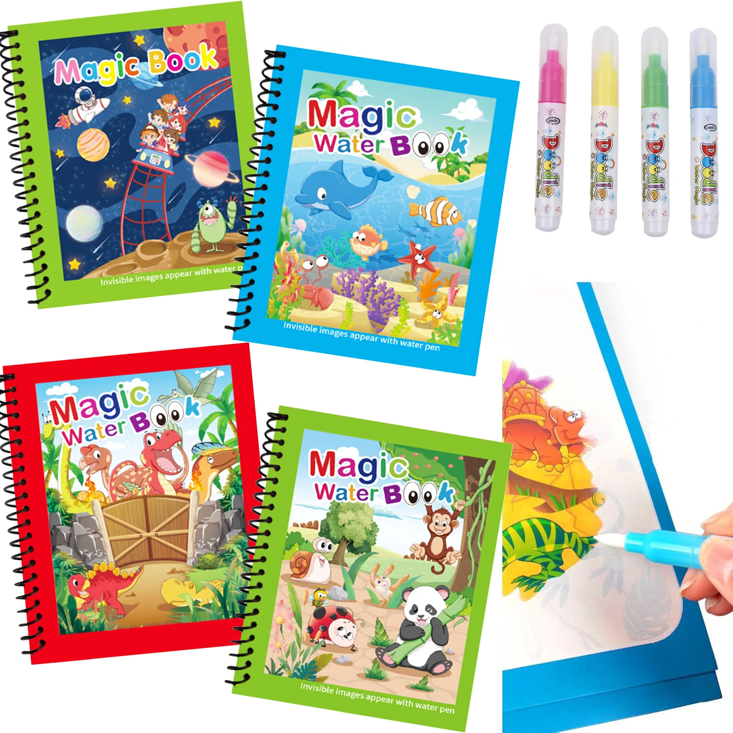 Reusable Water Magic Coloring Book - Magiczna książeczka do malowania wodą, wielokrotnego
