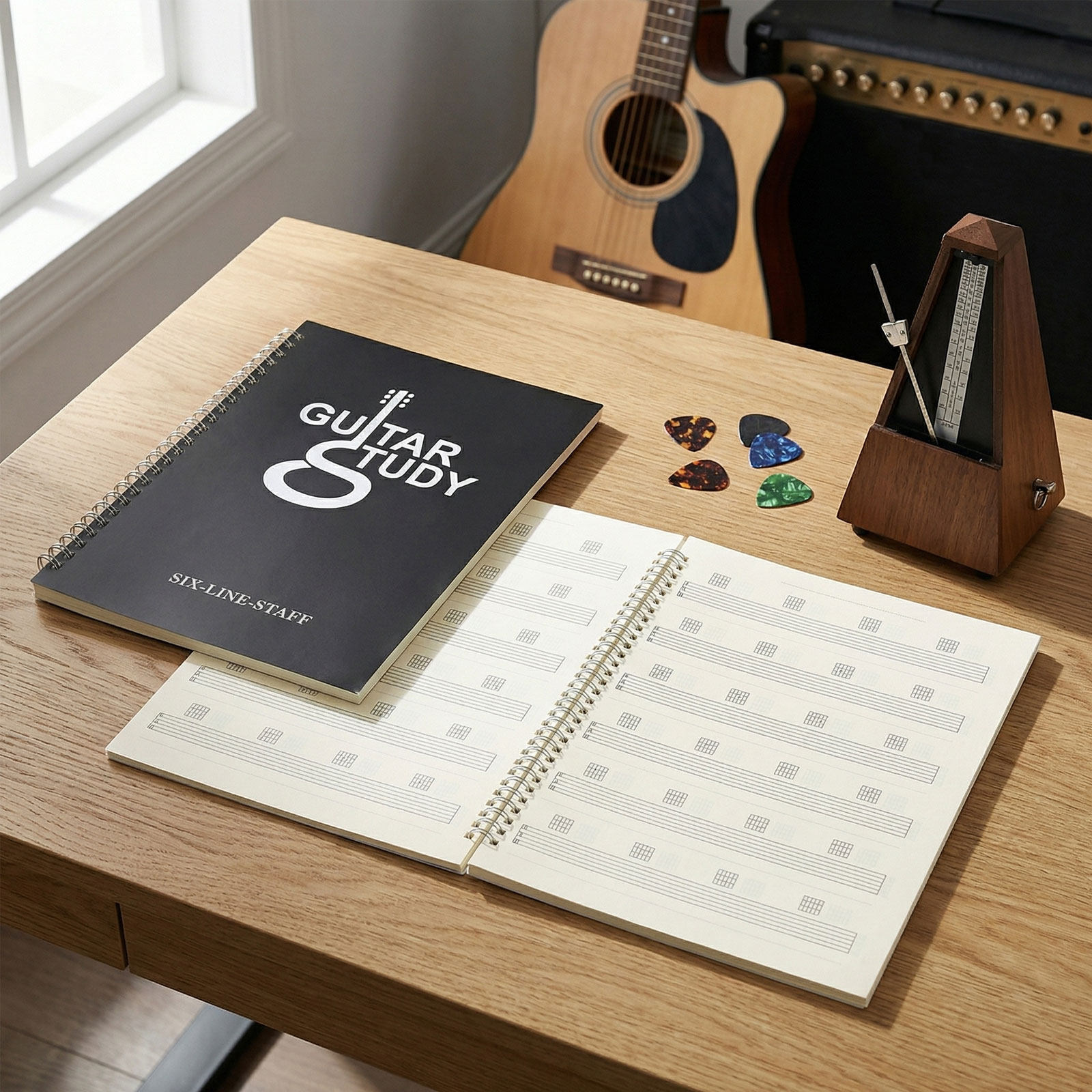 Blank Sheet Music Notebook - 2 szt. Notatnik do tabulatury gitarowej,