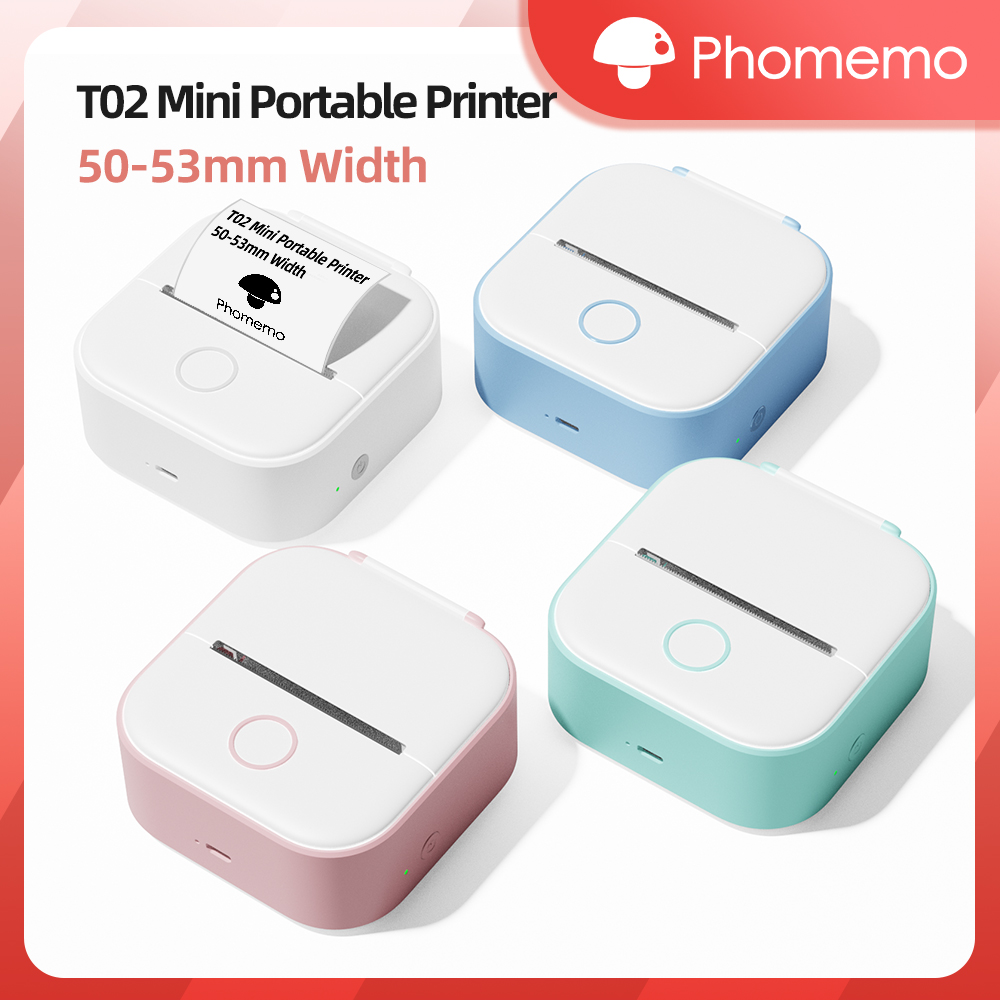 Mini Pocket Thermal Printer Paper Roll - Phomemo T02 bezprzewodowa kieszonkowa drukarka termiczna