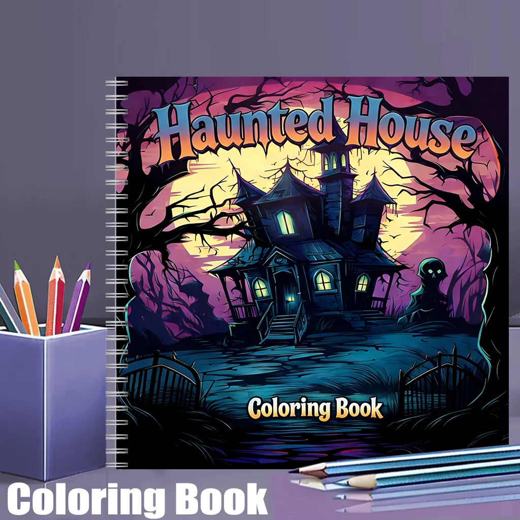 Adult Coloring Book Stress Relief - Kolorowanka dla dorosłych z motywem nawiedzonego