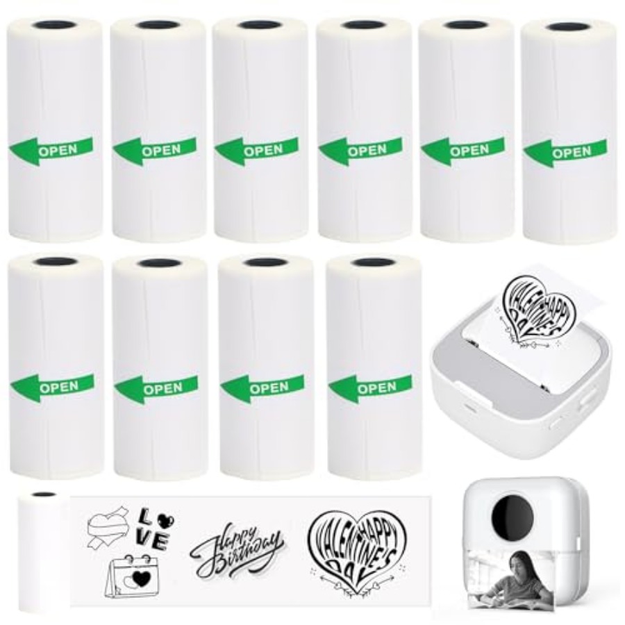 Mini Pocket Thermal Printer Paper Roll - 10 rolek termicznego papieru samoprzylepnego do