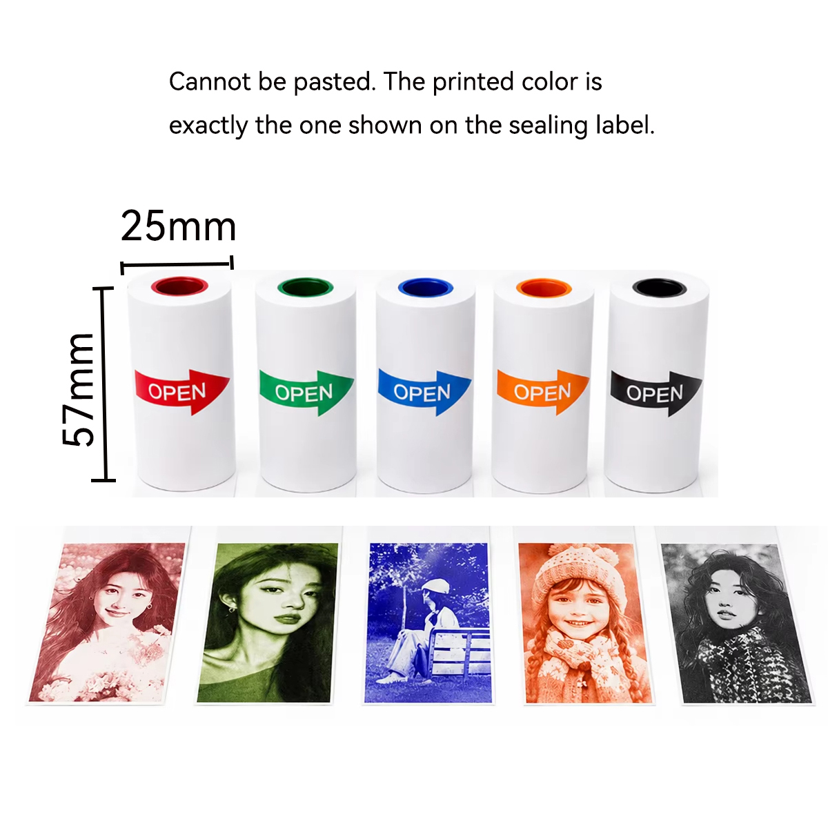 Mini Pocket Thermal Printer Paper Roll - Biała/kolorowa rolka papieru termicznego 57x25mm -