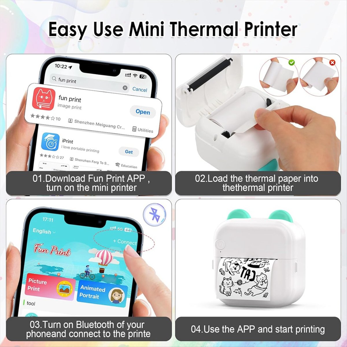 Mini drukarka do naklejek z oś – Mini Pocket Thermal Printer Paper Roll recenzja i cena