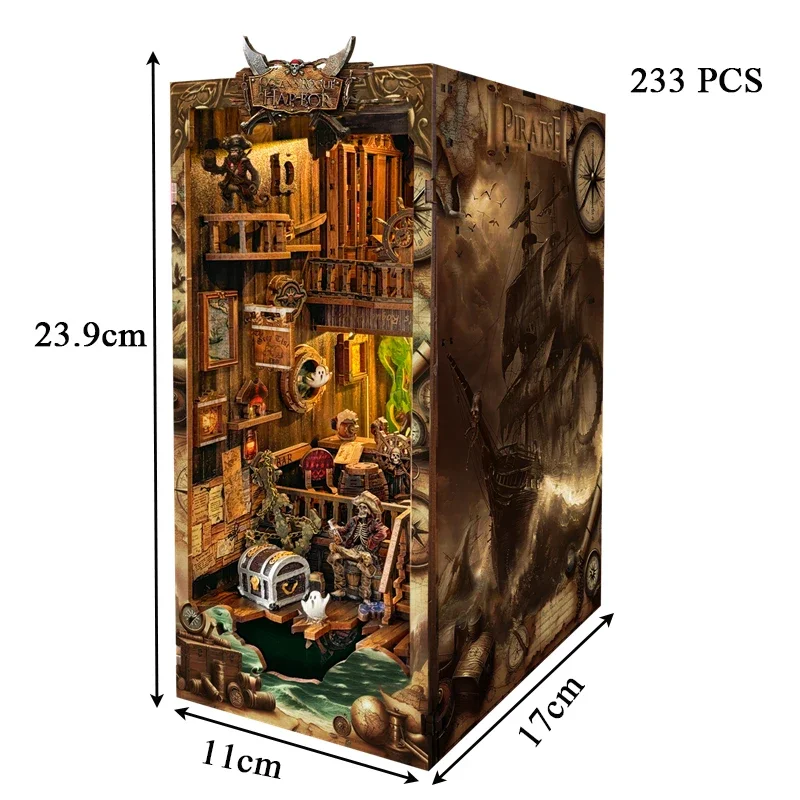 Miniaturowe drewniane zestawy  – Diy Wooden Book Nook Kit Shelf Insert recenzja i cena